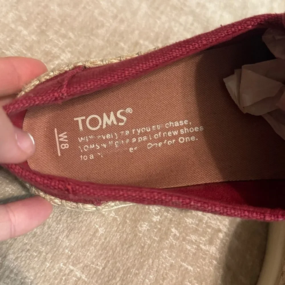 Toms Burgundy Espadrille Slip-Ons